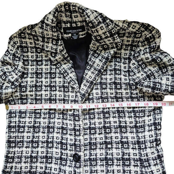 Jones New York Black and Off-white Blazer Wool Blend Thick Textured Size 12 - Picture 9 of 13